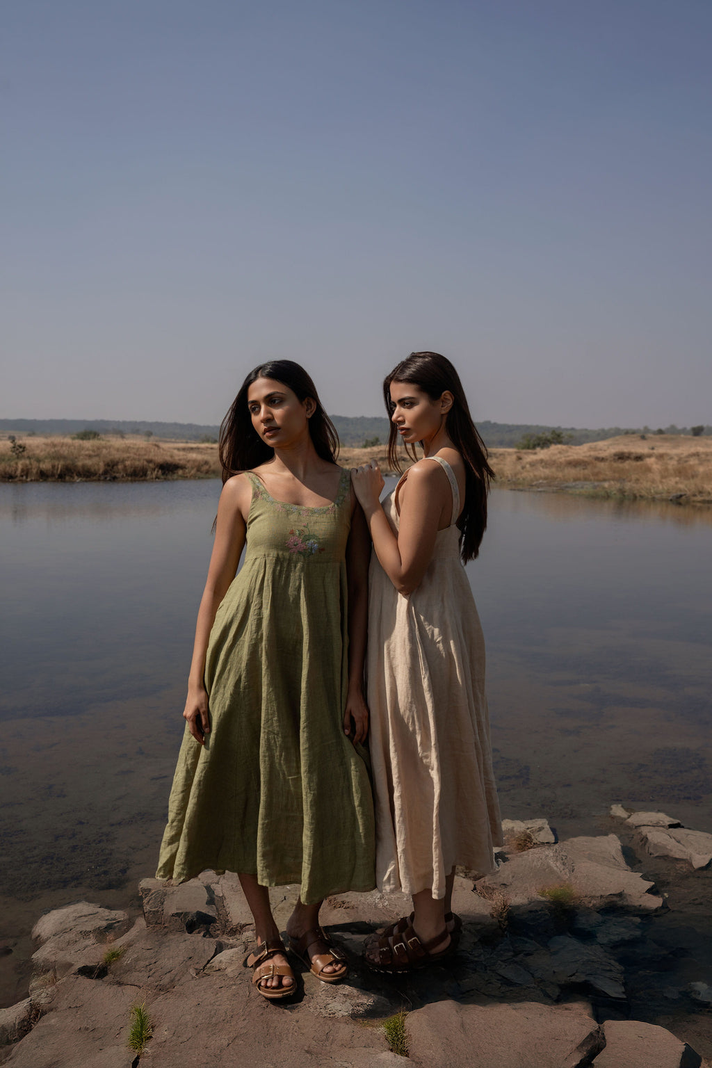 Canopy Bloom Midi | Empire-Waist Linen Dress