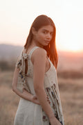 River Gather Dress | Linen & Block-Printed A-Line Dress