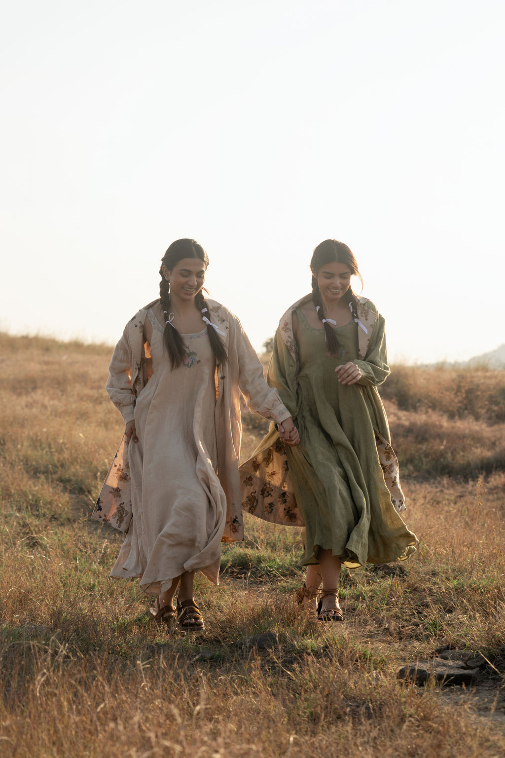 Sundarban Overlay Coat | Handwoven Linen Long Coat