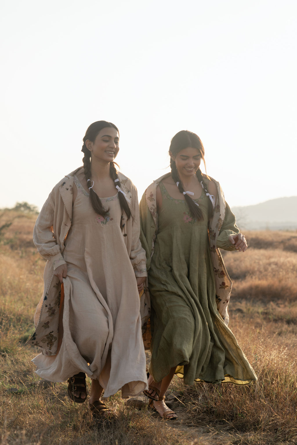 Sundarban Overlay Coat | Handwoven Linen Long Coat