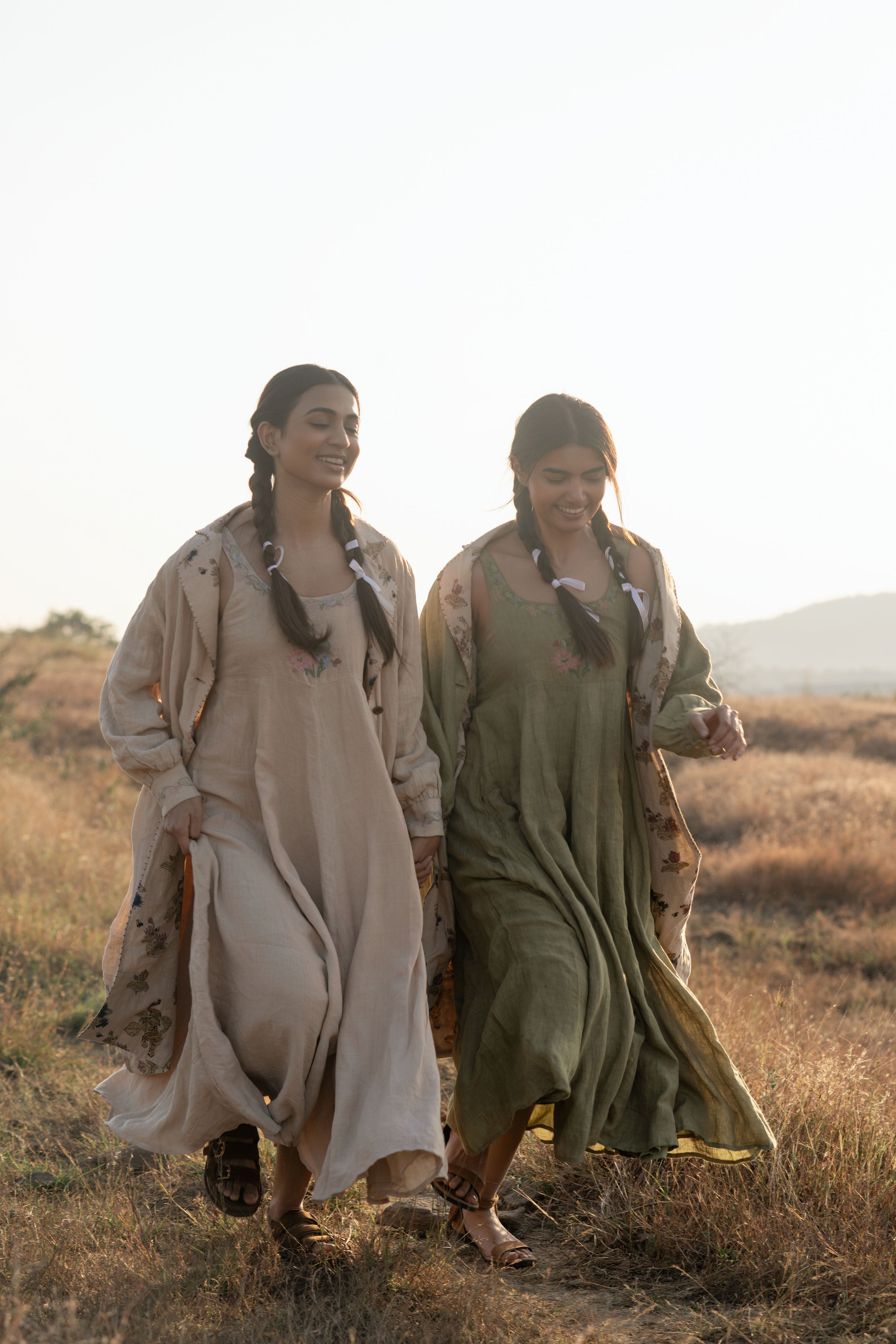 Sundarban Overlay Coat | Handwoven Linen Long Coat