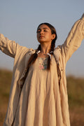 Sundarban Overlay Coat | Handwoven Linen Long Coat